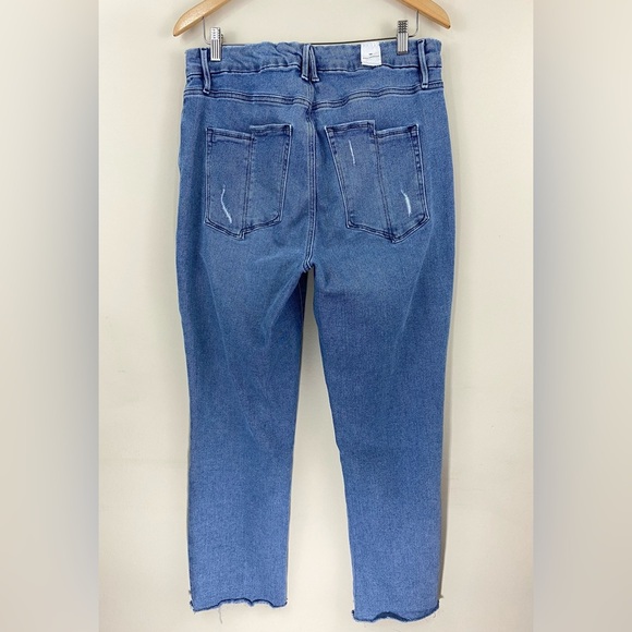 Good American Good Legs straight jeans Raw Hem High Rise Medium light blue wash - Picture 9 of 14